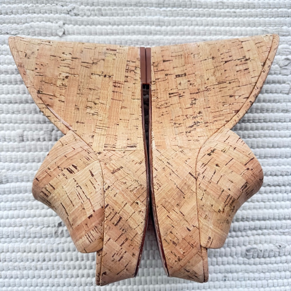 Veronica Beard Cork Platform Wedge Mules Open Toe Slide Sandals 8 - Picture 2 of 7